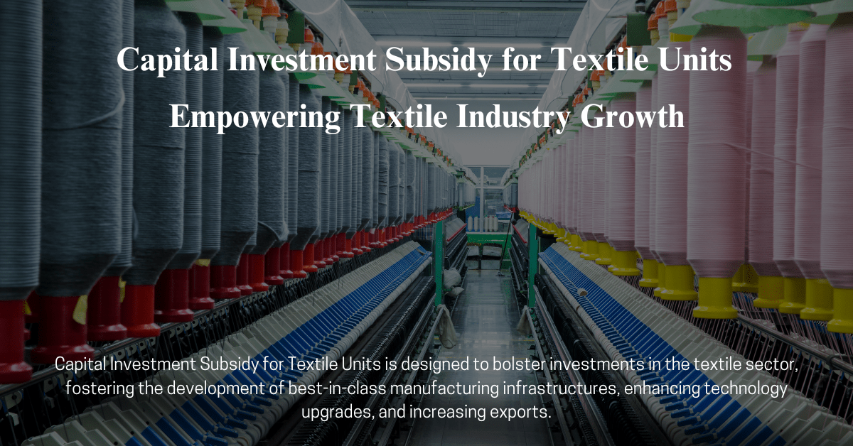 Capital Investment Subsidy for Textile Units (Rapid Consulting)